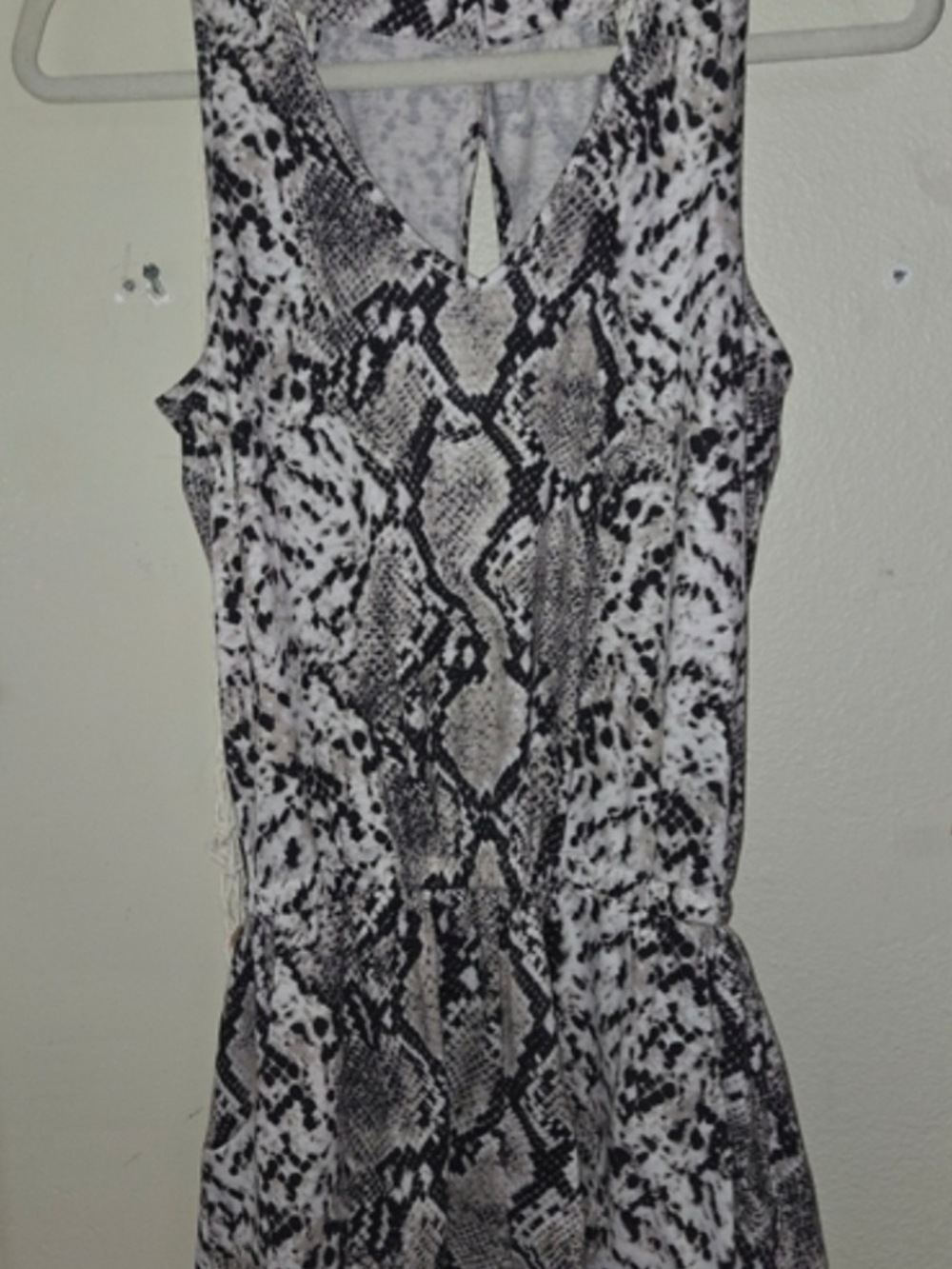Reoria Snake Print Romper – Size Small (Black & White / Open Back)